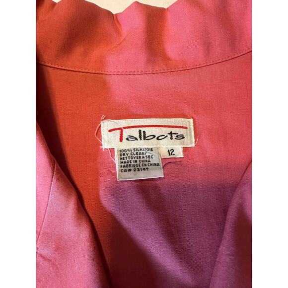 Talbots 100% Silk Women’s Plus Size 12 Button Down Shirt Collard Short Sleeve - Picture 6 of 6